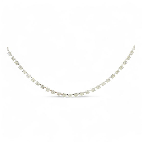 Wiesner Signed Tennis Necklace Rhinestone Crystal 15" Silver Tone MCM VTG RARE - Picture 14 of 16